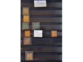 collection with better stamps including signed and forgeries in stockbook