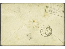 15 cent oranjegeel pos. 48 en 49 en emissie 1864 5 cent blauw Utrechtse druk plaat II op kleinformaat envelop van Eindhoven 2