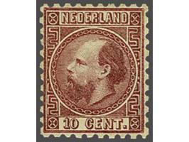 10 cent karmijn type II tanding 10½ x 10¼, pracht ex. (gomvouw in rechter kaderlijn) met certificaat Vleeming 2019, cat.w. 42