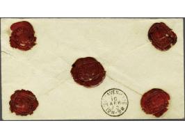 5 cent blauw en 10 cent rood op aangetekende envelop van Drachten 9-4-1873 naar Den Haag met het stempel gestyleerde A in ova