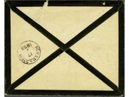 10 cent rood en Cijfer 2½ cent violet op rouwenvelop van Hoogeveen 28-1-1893 naar Paramaribo, pracht ex.