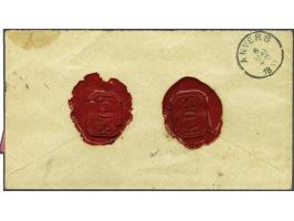 15 cent oranjebruin in paar op aangetekende envelop met aangegeven waarde van Rotterdam 6-5-1893 naar Antwerpen, pracht ex.