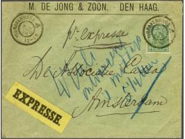 20 cent groen op expresse envelop van Den Haag 4-7-1898 naar Amsterdam met geschreven in blauw krijt 4 juli ontvangen 's midd