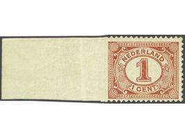 1 cent rood met variëteit links ongeperforeerd, pracht ex., cat.w. 550