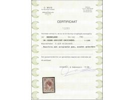 5 gulden wijnrood tanding 11½ x 11 met certificaat Muis 1998, cat.w. 1000