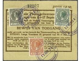 Tentoonstelling 10 t/m 35 cent op toegangsbewijs van de tentoonstelling, pracht ex., cat.w. 160+