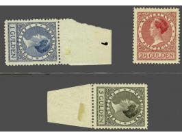 1 t/m 5 gulden tanding 11½, nr. 163 met velrand en knipteken, nr. 165 met velrand, certificaat NKD 2016, cat.w. 650