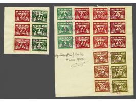Vliegende duif 5 cent t/m 50 cent alle in strip van 3 en 7½ + 2½ cent 3 paren alle met overdruk Specimen/ Collection/ Maurita