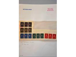 Kinderzegels 1½ cent t/m 7½ cent alle in strip van 3 met overdruk Specimen/ Collection/ Mauritanie op deel archiefblad 