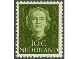 Niet uitgegeven zegel 10 cent groen met Juliana met kroontje, pracht ex. (kleine gombeschadiging) met certificaat Muis 2001. 