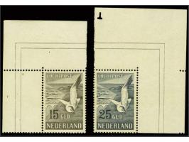 Meeuwen 15 en 25 gulden met hoekvelrand met certificaat Muis 2002 (LP13 origineel vezeltje in gom, cat.w. 600