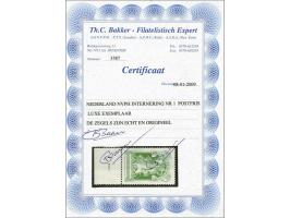 Nederlandse Maagd in groen met velrand met certificaat Bakker 2009, cat.w. 400