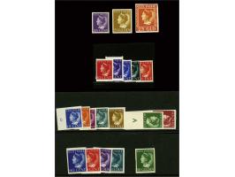 Van Konijnenburg 10 cent (in 5 kleuren) t/m 25 gulden, ongetand, PC 227a/227e en 228/242, pracht ex., cat.w. 830