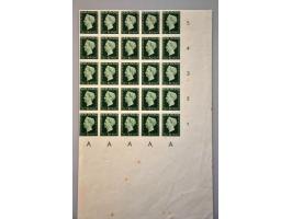 Hartz 15 cent t/m 25 gulden, ongetande proeven (25x), veldeeltjes, diverse ex. bruine puntjes