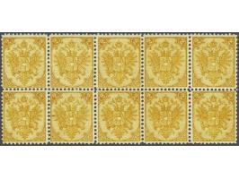 Coat of Arms 2 kreuzer brown orange lithographic printing perforated 11½ in block of 10, very fine unmounted mint with 2017 U