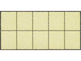 Coat of Arms 2 kreuzer ochre yellow lithographic printing perforated 12¾ in block of 10 in which 2 stamps with fragments of t