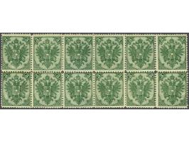 Coat of Arms 3 kreuzer blue green lithographic printing perforated 12¾ in block of 12 in which 5 stamps unmounted mint, very 