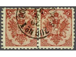 Coat of Arms 5 kreuzer red lithographic printing perforated 9¼ in pair, very fine, cat.v. 400+