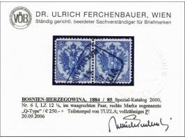 Coat of Arms 10 kreuzer blue lithographic printing perforated 12½ in pair, right stamp with the constant "Q" error, very fine