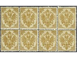 Coat of Arms 15 kreuzer brown type B lithographic printing perforated 13 in block of 8 in which 2 stamps unmounted mint, very