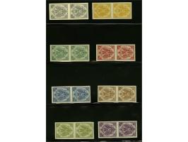 Coat of Arms 1 - 25 kreuzer typographic printing, imperforated proofs in the chosen colours in vertical pairs, 1 kreuzer on c