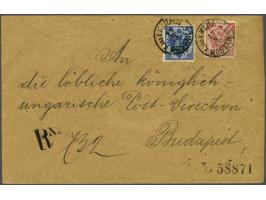 Coat of Arms 5 kreuzer red lithographic printing perforated 10½ and 10 kreuzer blue lithographic printing perforated 10½ on r