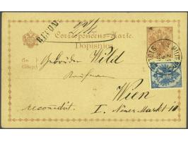 Coat of Arms 10 kreuzer blue lithographic printing on registered postal card Ferchenbauer no.1 from Stolac 24-9-1888 to Vienn