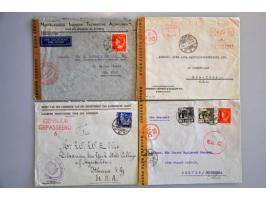 poststukken meest met censuur w.b. betere ex., totaal ruim 90 ex. in doosje