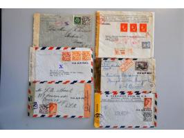 poststukken meest met censuur w.b. betere ex., totaal ruim 90 ex. in doosje
