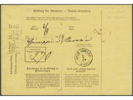 Coat of Arms 10 kreuzer blue lithographic printing perforated 12 on money order from Feldpost Exposition No. 18 (Mostar) 2-9-