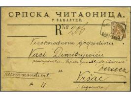 Coat of Arms 15 kreuzer brown lithographic printing type B perforated 10½ on registered cover from the Serbian Library in Ban