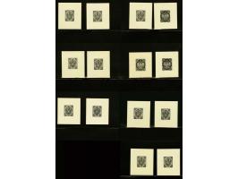 Coat of Arms 1 heller - 5 kronen, imperforated proofs in black on carton paper, very fine, cat.v. 1200