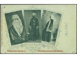 Coat of Arms 1 heller black grey in strip of 5 on picture postcard from Brcko 16-1-1900 to Doornik (Belgium), fine/very fine