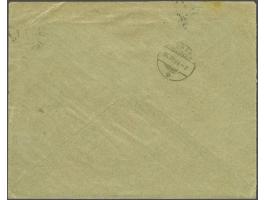 Coat of Arms 5 heller green in pair (stamp at left with the constant error in the outer frameline at left) on insufficiently 