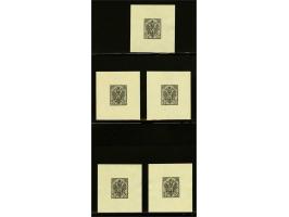 Coat of Arms 20 - 45 heller imperforated proofs in black on carton paper, very fine, cat.v. 625