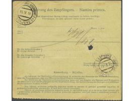 Karl 10 heller red brown (3x including vertical pair) on postal order for money on delivery from Sarajevo 8-5-1918 to Foca, v