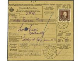 Karl 20 heller brown on money order for cash on demand from Maglaj 4-4-1918 to Sarajevo, very fine