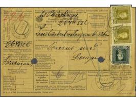 Karl 30 heller black green and 40 heller yellow olive in pair on money order for cash on demand from Gradacac 2-9-1918 to Sar