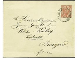 Envelope 10 heller red without watermark Ferchenbauer no. 4b from Rucovica 19-10-1906 to Sarajevo, very fine