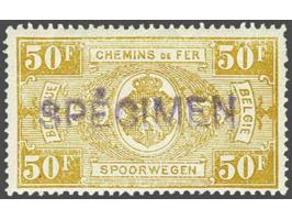 Spoorwegzegels 5c roodbruin t/m 1F, 2F, 3F, 4F t/m 20F en 50F alle met opdruk - SPECIMEN - op de F2,70 na de complete reeks d