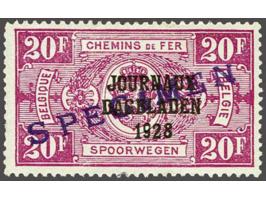 Dagbladzegels 10c vermiljoen t/m 20F paarsroze alle met opdruk - SPECIMEN -, meest pracht ex. enkele schoonheidsfoutjes (gomv