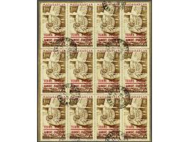 Icarus 100 francs brown and red in block of 12 on piece, fine/very fine (4 stamps faults), cat.v. 985+