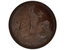 1854 Bronze Medal with the portrait of William Wyon and on reverse Britannia standing between four Sea Horses rising from the