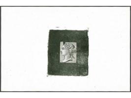 De La Rue Progressive Head Dies 1878-1880. Die Proof in black with uncleared surround on glazed card (92 x 60 mm), undated on