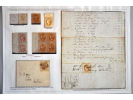 Collection Draft 1d. ochre and olive-sepia including : imprimaturs (2x), blocks of four */** (3x), shades, 2 postally used co