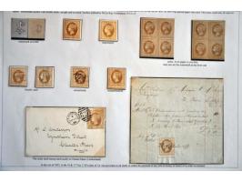 Collection Draft 1d. ochre and olive-sepia including : imprimaturs (2x), blocks of four */** (3x), shades, 2 postally used co