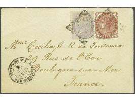 Inland Revenue 1d. purple and 1½d. venetian-red on a small format envelope from Folkstone (Squared Circle 30-10-1881) to Boul