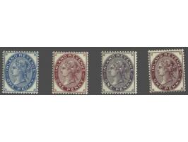 1d. (Die 4) Colour Trials, perf. 14x14, Watermark ORB in grey-blue, claret, dull-purple and brown-purple, all very fine, cat.