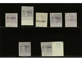 De la Rue essays 1872 a set of 7 standard dies for revenue stamps with blank tablets at base in the nominations of 1d., 2d. (