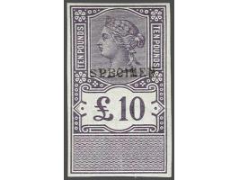 De la Rue essay £10 imperf, standard die for revenue stamp with blank tablet at base overprinted Specimen, a very fine fresh 